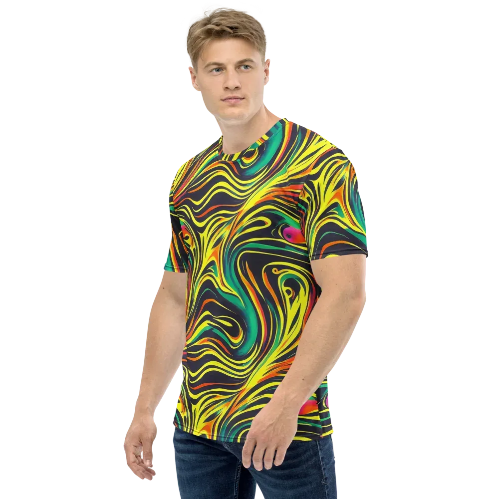 Cyborg Whirl on Men's Crew Neck T-Shirt — Left