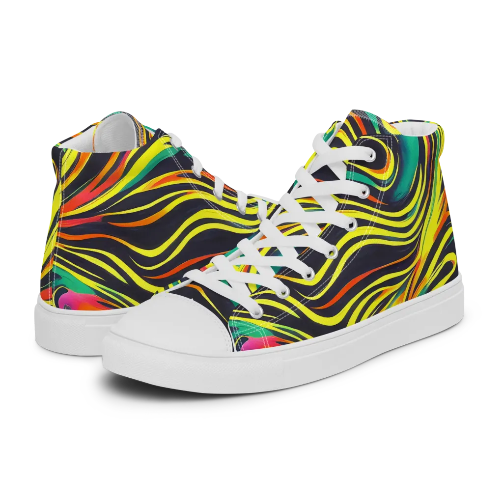 Cyborg Whirl on Men's High Top Canvas Shoes — Left