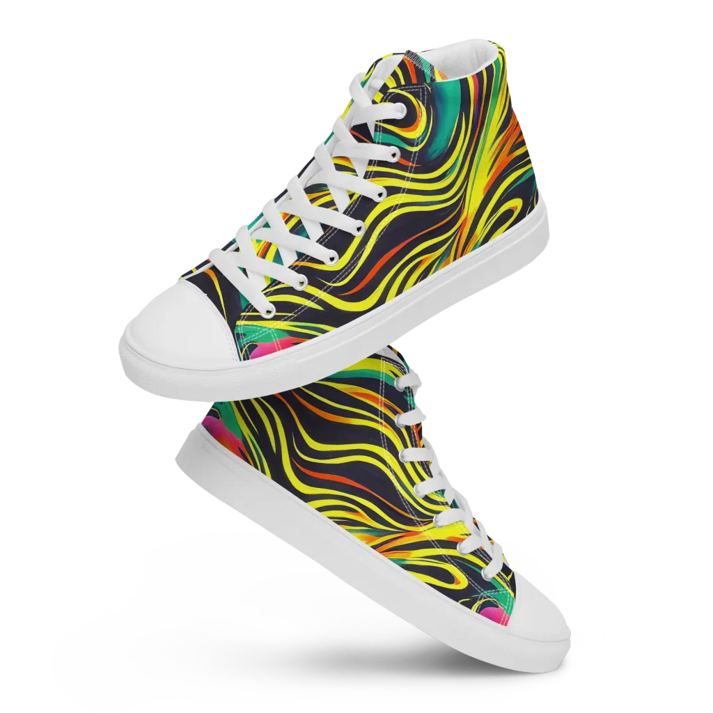 Cyborg Whirl on Men's High Top Canvas Shoes — Front