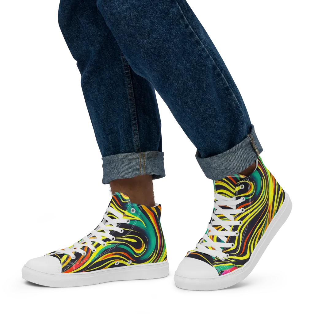 Cyborg Whirl on Men's High Top Canvas Shoes — Left