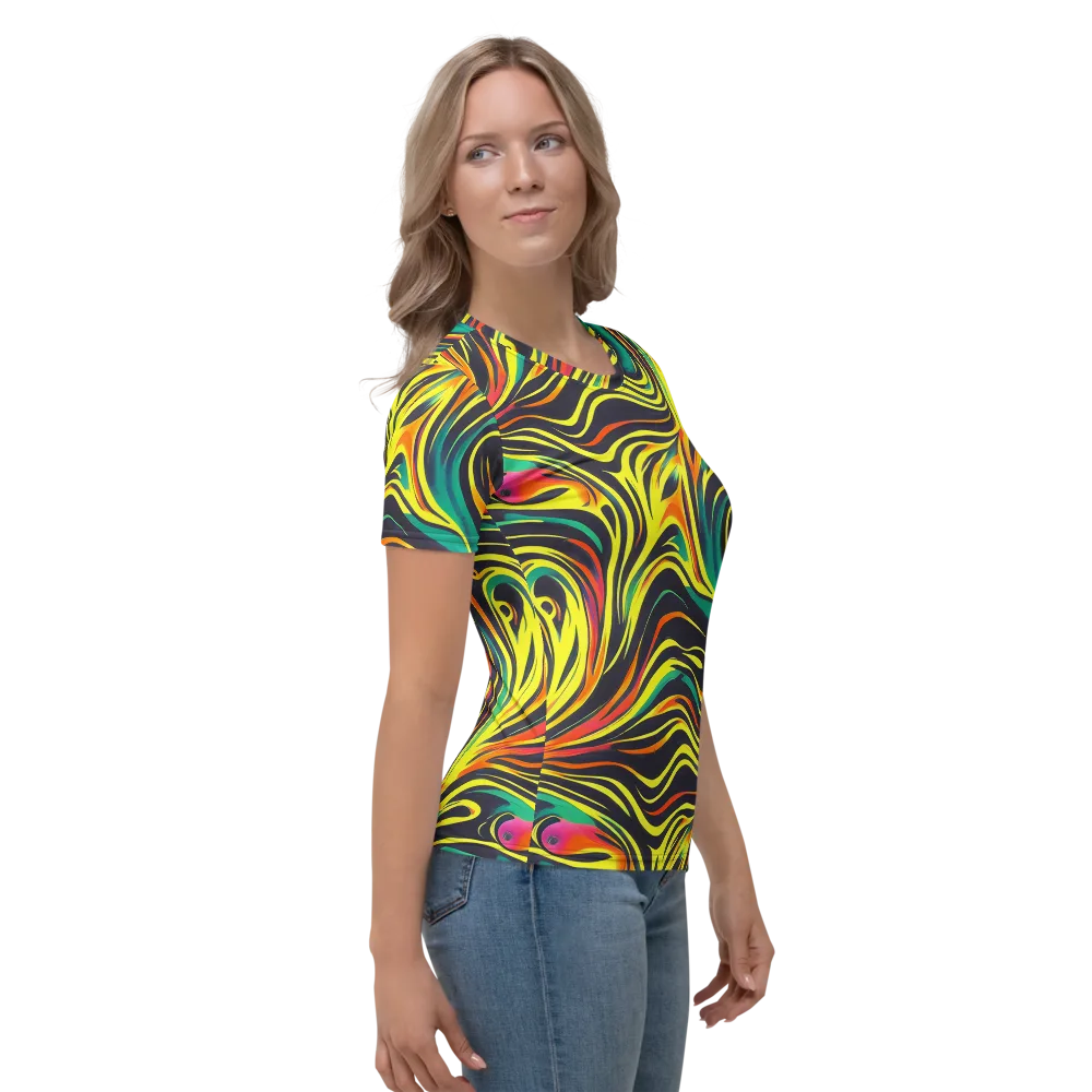 Cyborg Whirl on Women's Crew Neck T-Shirt — Right