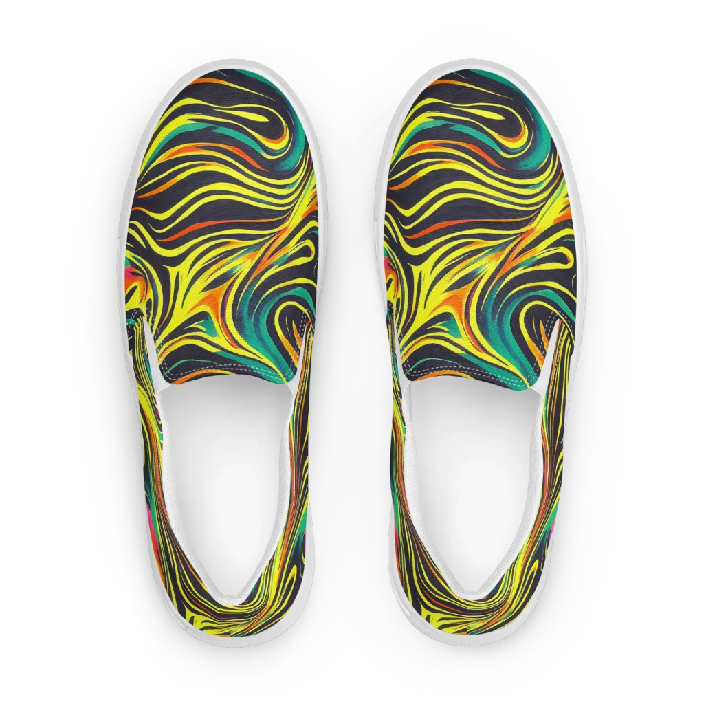 Cyborg Whirl on Men's Slip-On Canvas Shoes — Front
