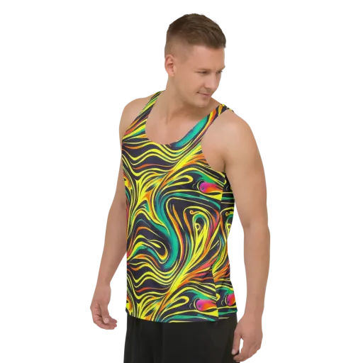 Cyborg Whirl on a Men's Tank Top