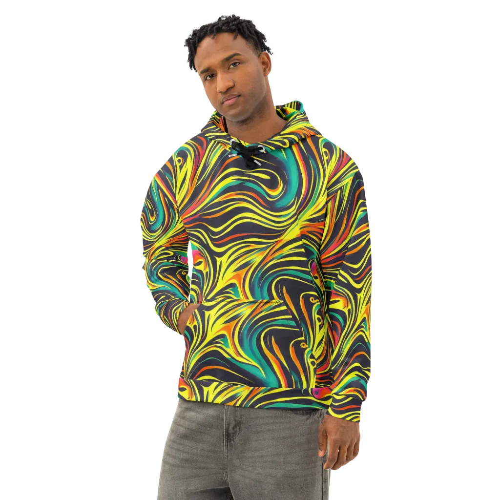 Cyborg Whirl on Cotton Hoodie — Left Front