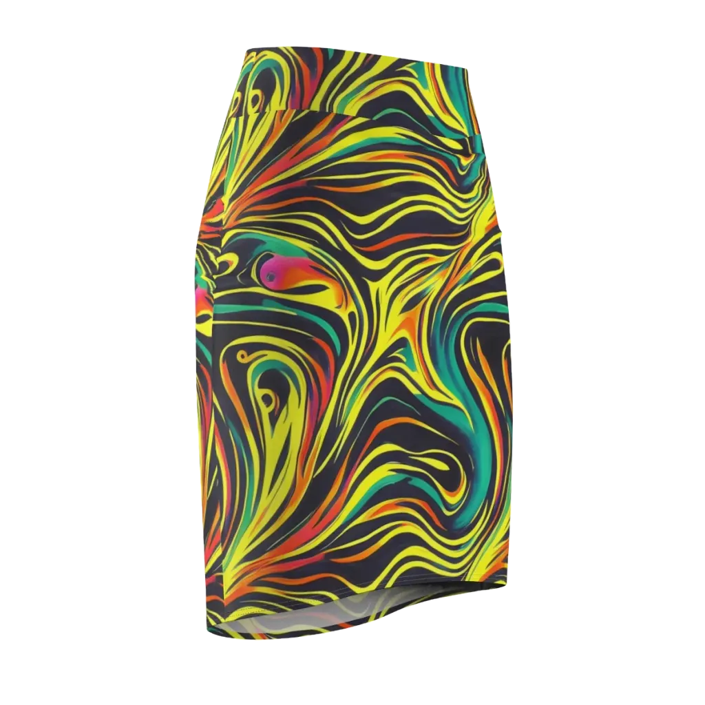 Cyborg Whirl on Pencil Skirt — Front Side