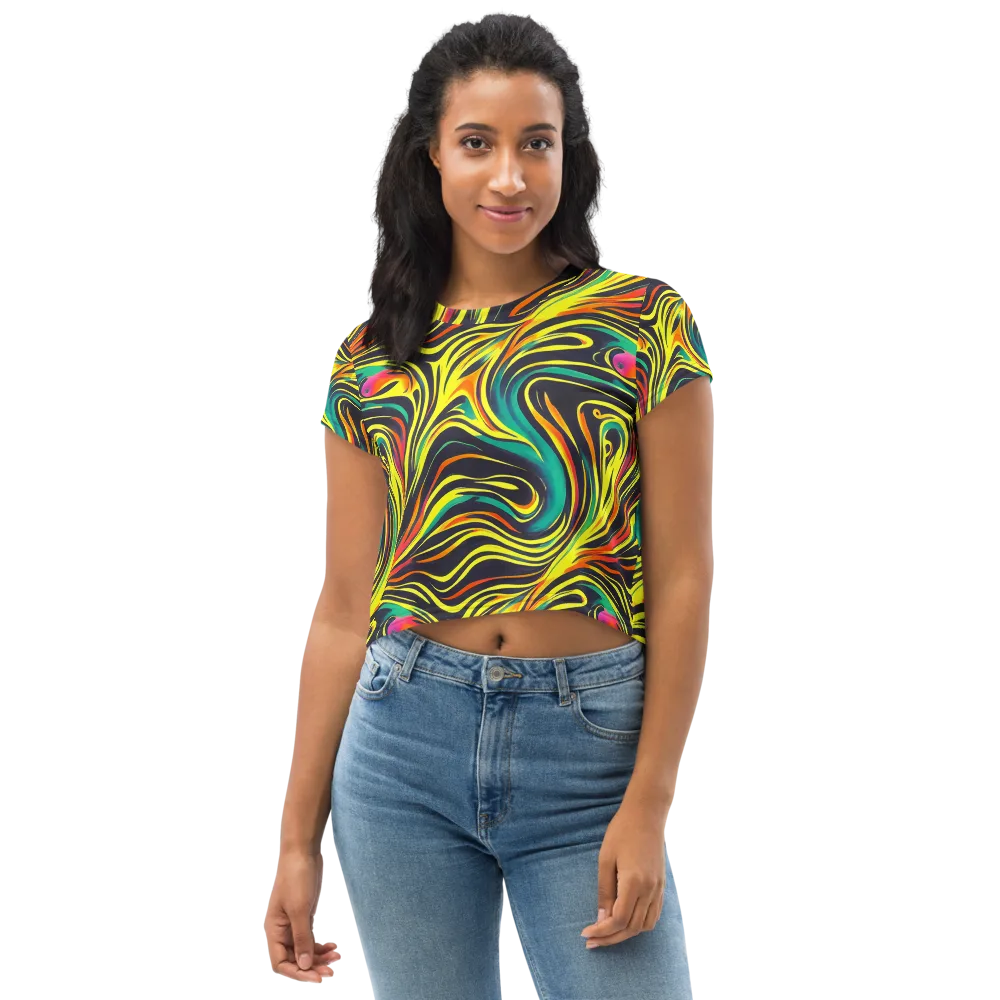 Cyborg Whirl on Crop Tee — Front