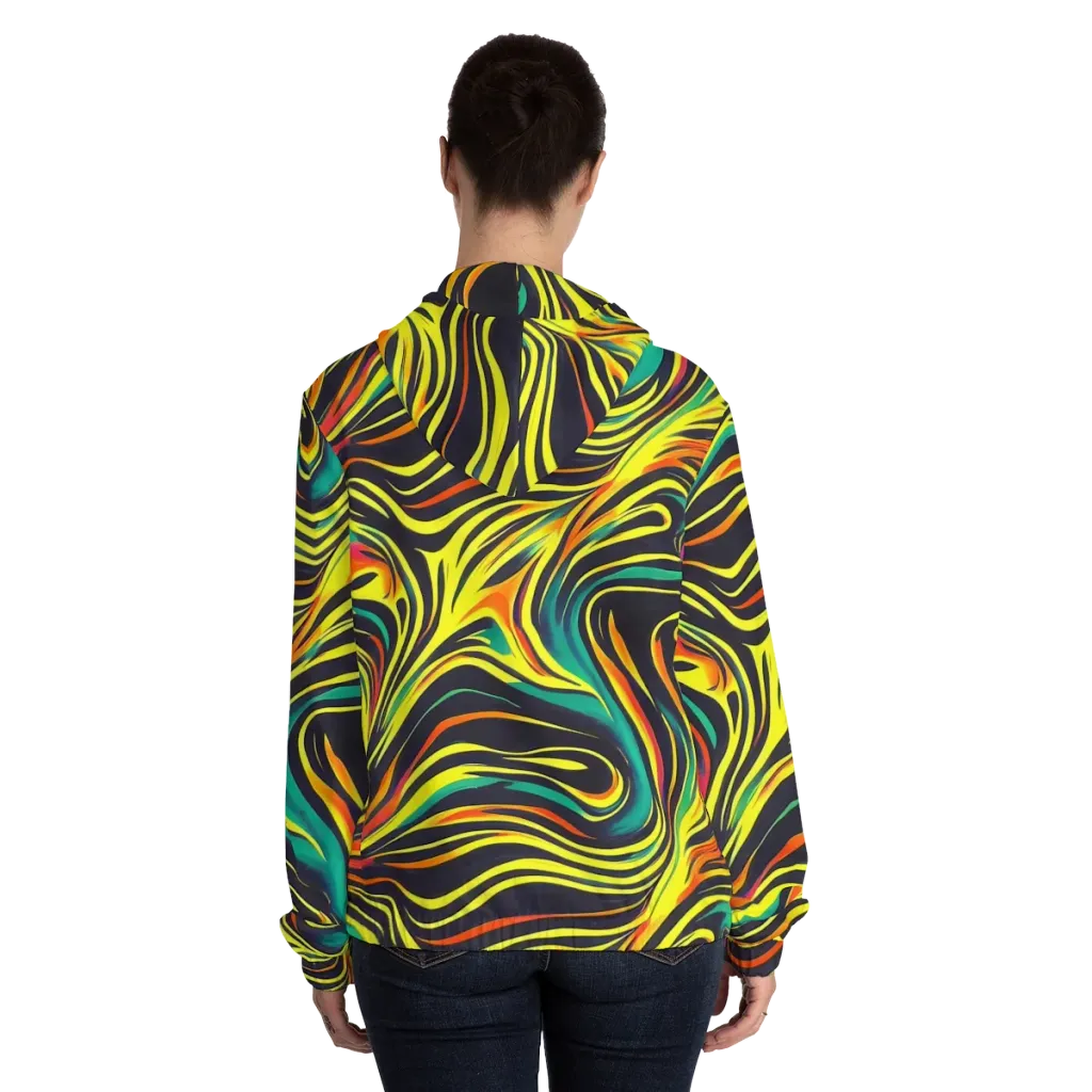 Cyborg Whirl on Women's Full-Zip Hoodie — Back On Person