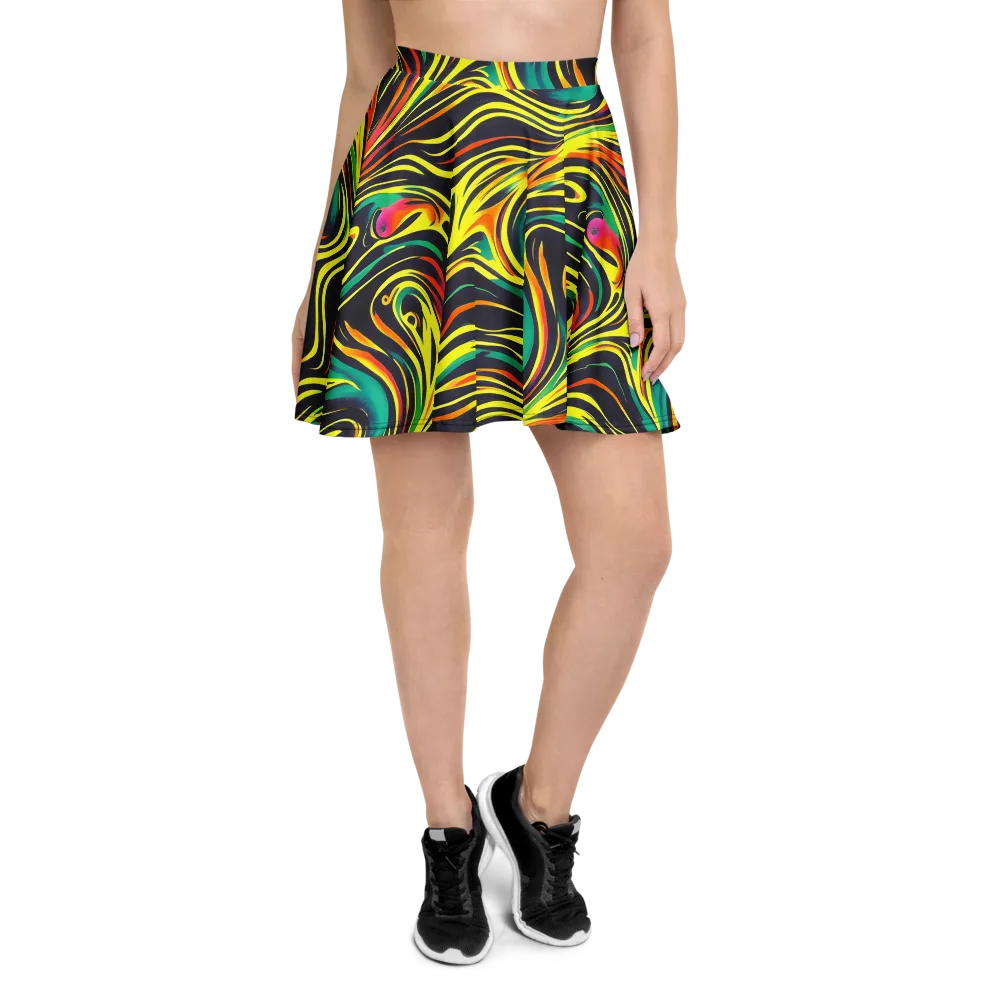 Cyborg Whirl on Skater Skirt — Front
