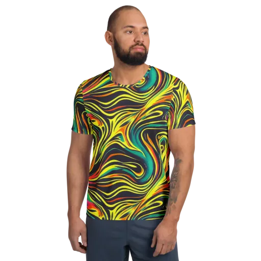 Cyborg Whirl on a Men's Athletic T-Shirt