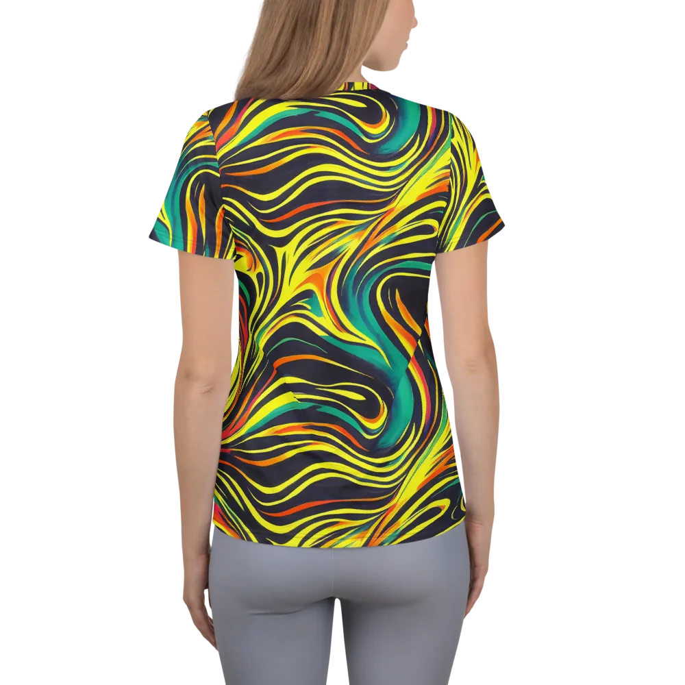 Cyborg Whirl on Women's Athletic T-Shirt — Back