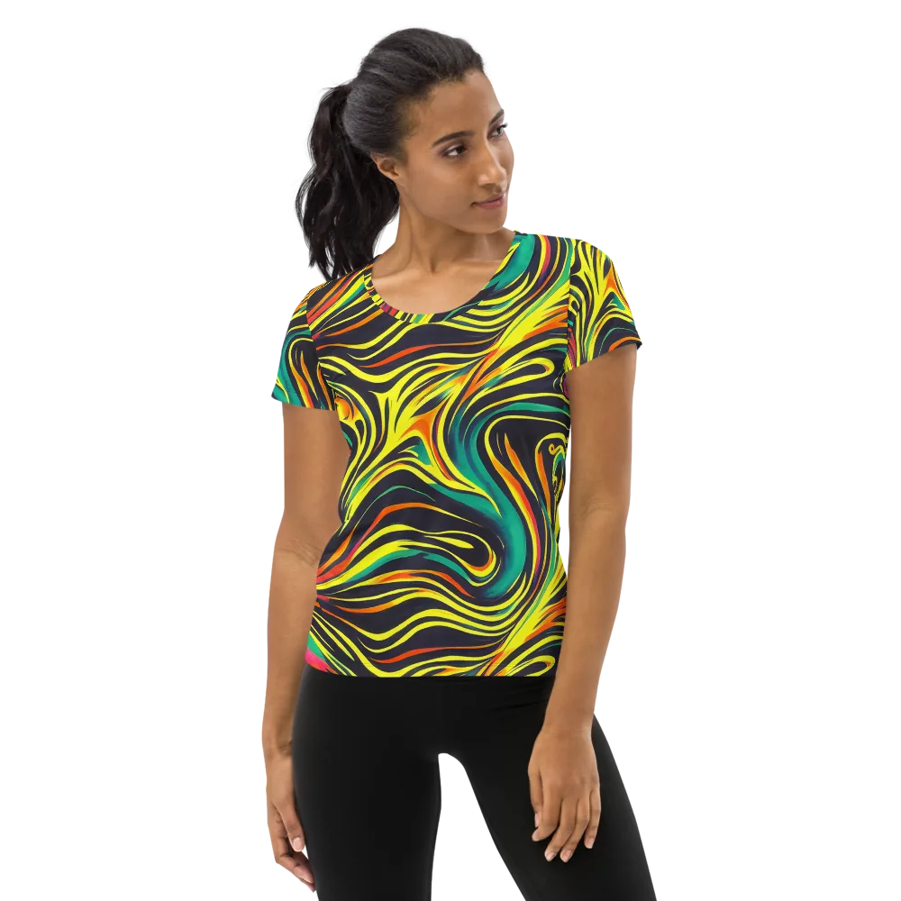 Cyborg Whirl on Women's Athletic T-Shirt — Front
