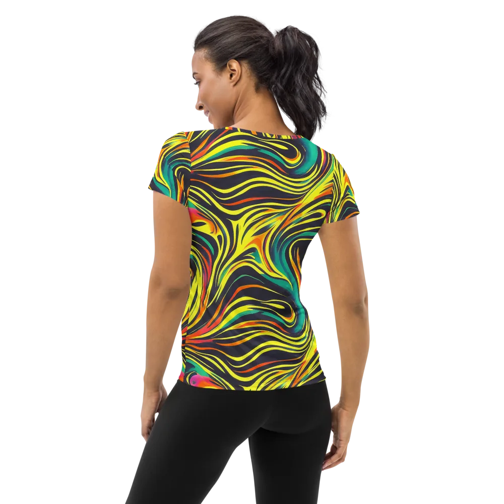 Cyborg Whirl on Women's Athletic T-Shirt — Back