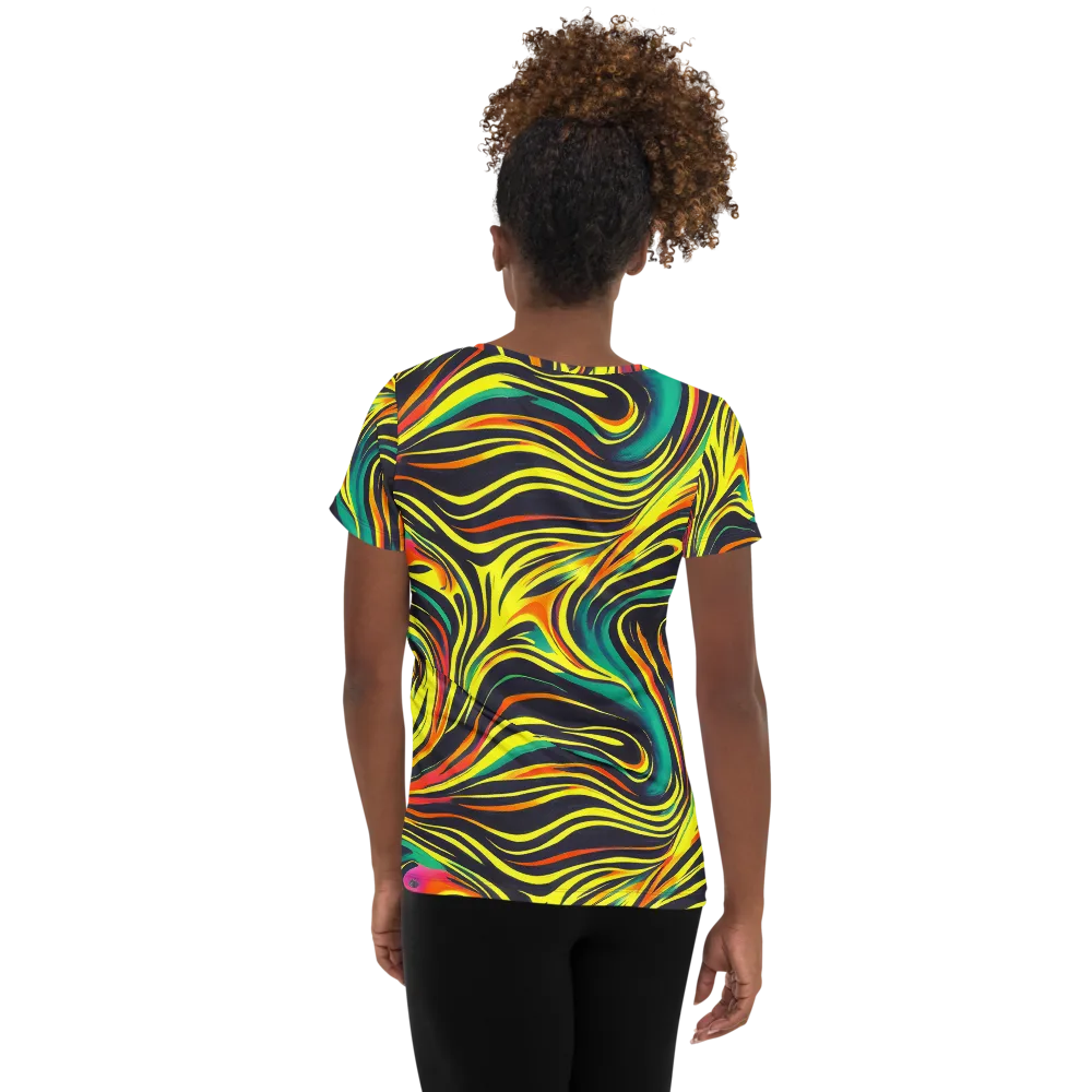 Cyborg Whirl on Women's Athletic T-Shirt — Back