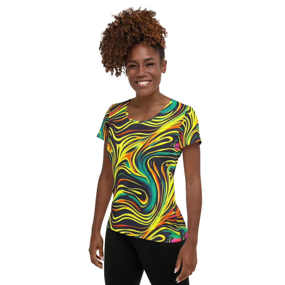 Cyborg Whirl on Women's Athletic T-Shirt — Left