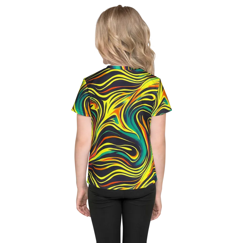 Cyborg Whirl on Kids Crew Neck T-Shirt — Back