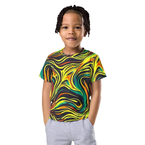 Cyborg Whirl on a Kids Crew Neck T-Shirt