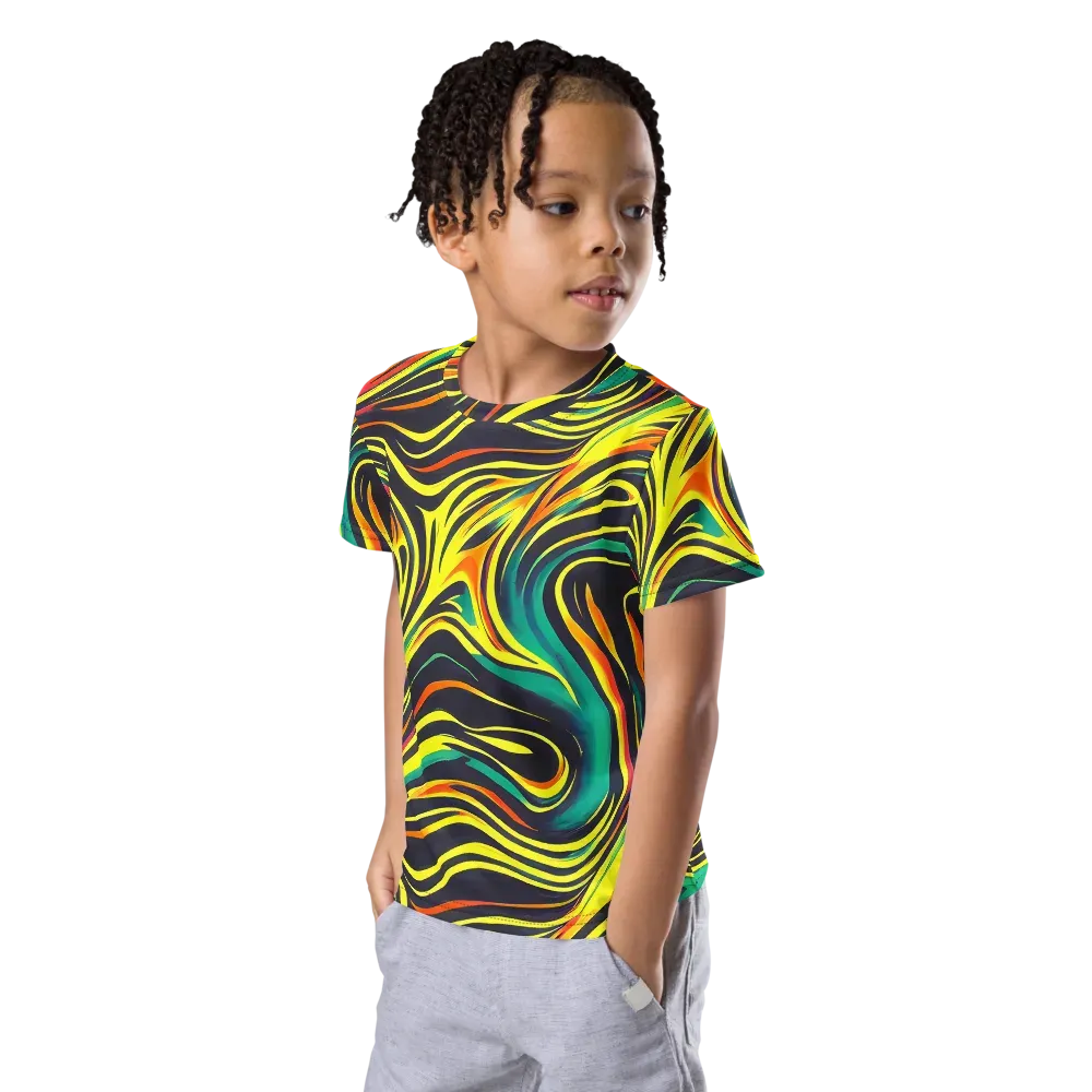 Cyborg Whirl on Kids Crew Neck T-Shirt — Left Front
