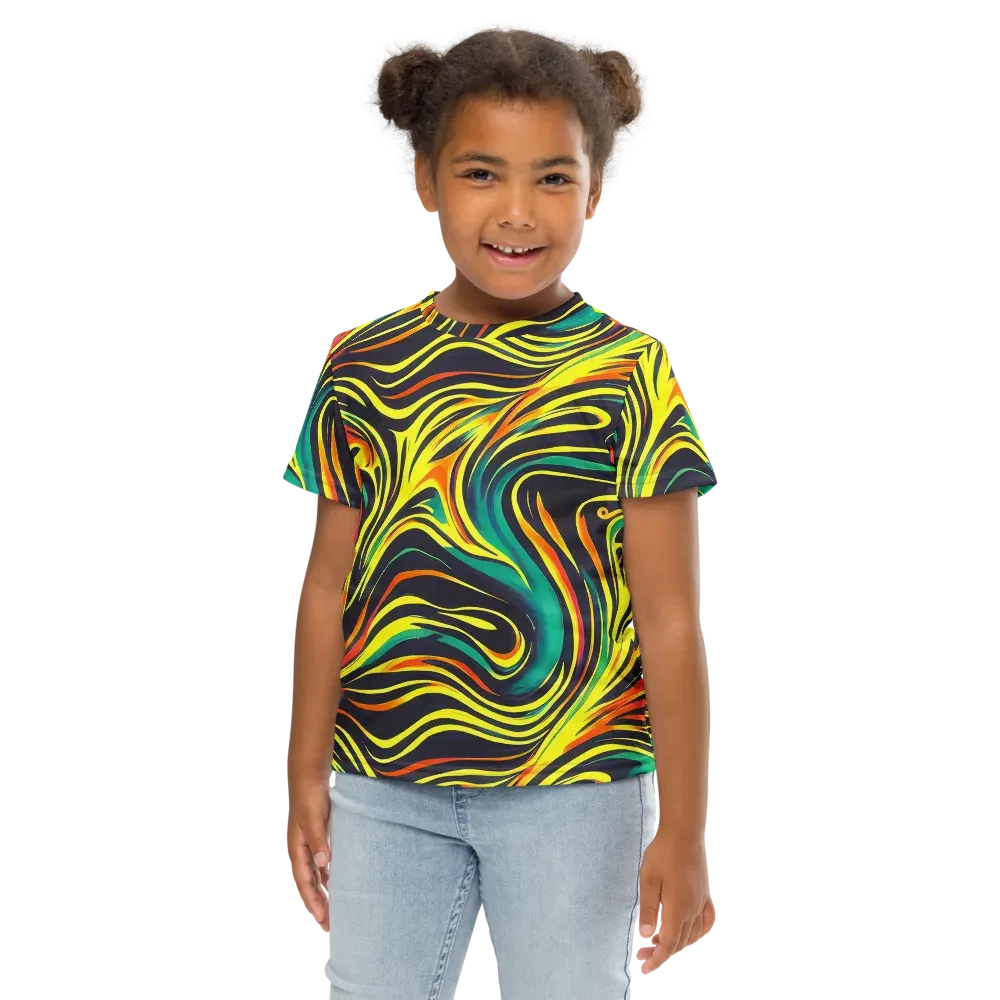 Cyborg Whirl on Kids Crew Neck T-Shirt — Front
