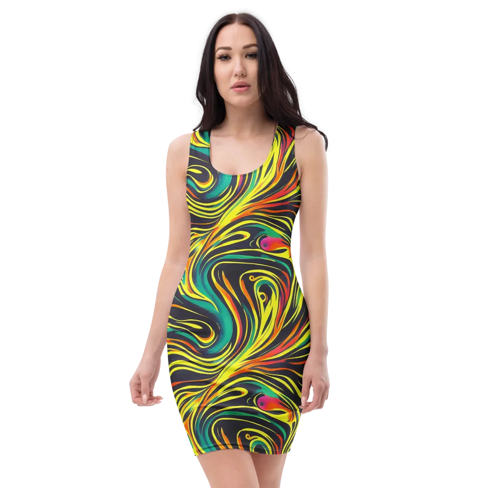 Cyborg Whirl on Bodycon Dress — Front