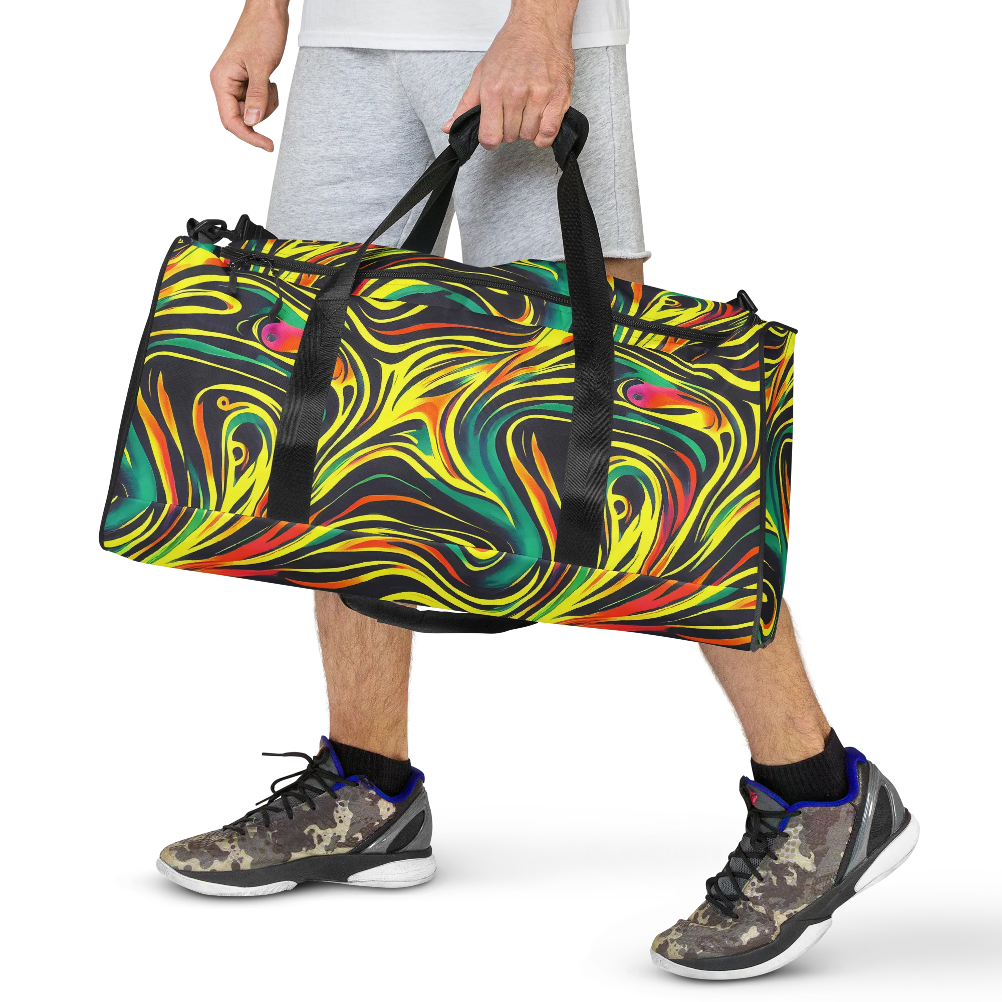 Cyborg Whirl on Duffle Bag — Front