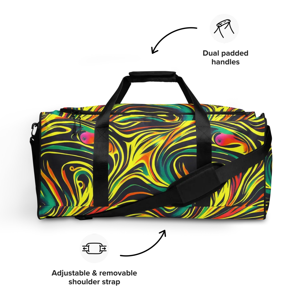 Cyborg Whirl on Duffle Bag — Front