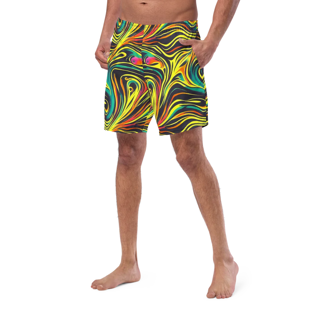 Cyborg Whirl on Swim Trunks — Left Front