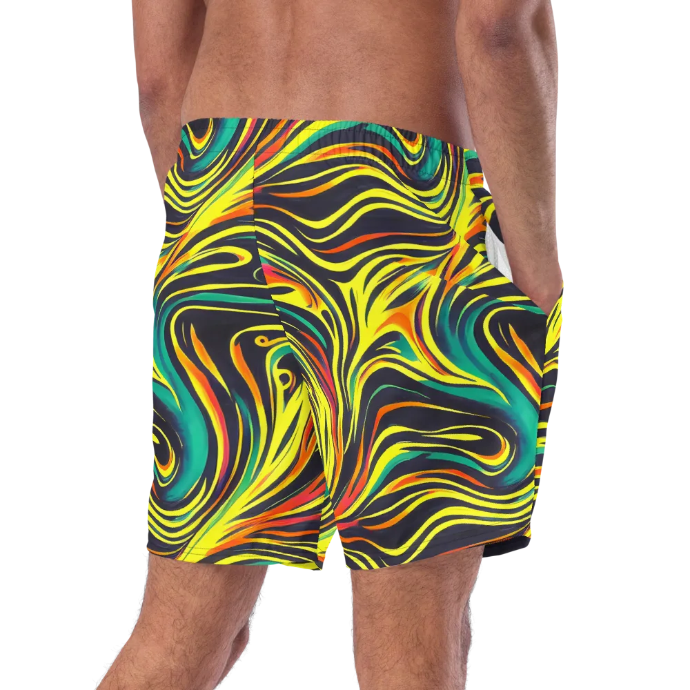 Cyborg Whirl on Swim Trunks — Right Back