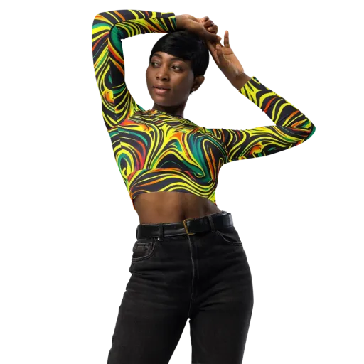 Cyborg Whirl on a Long Sleeve Crop Top