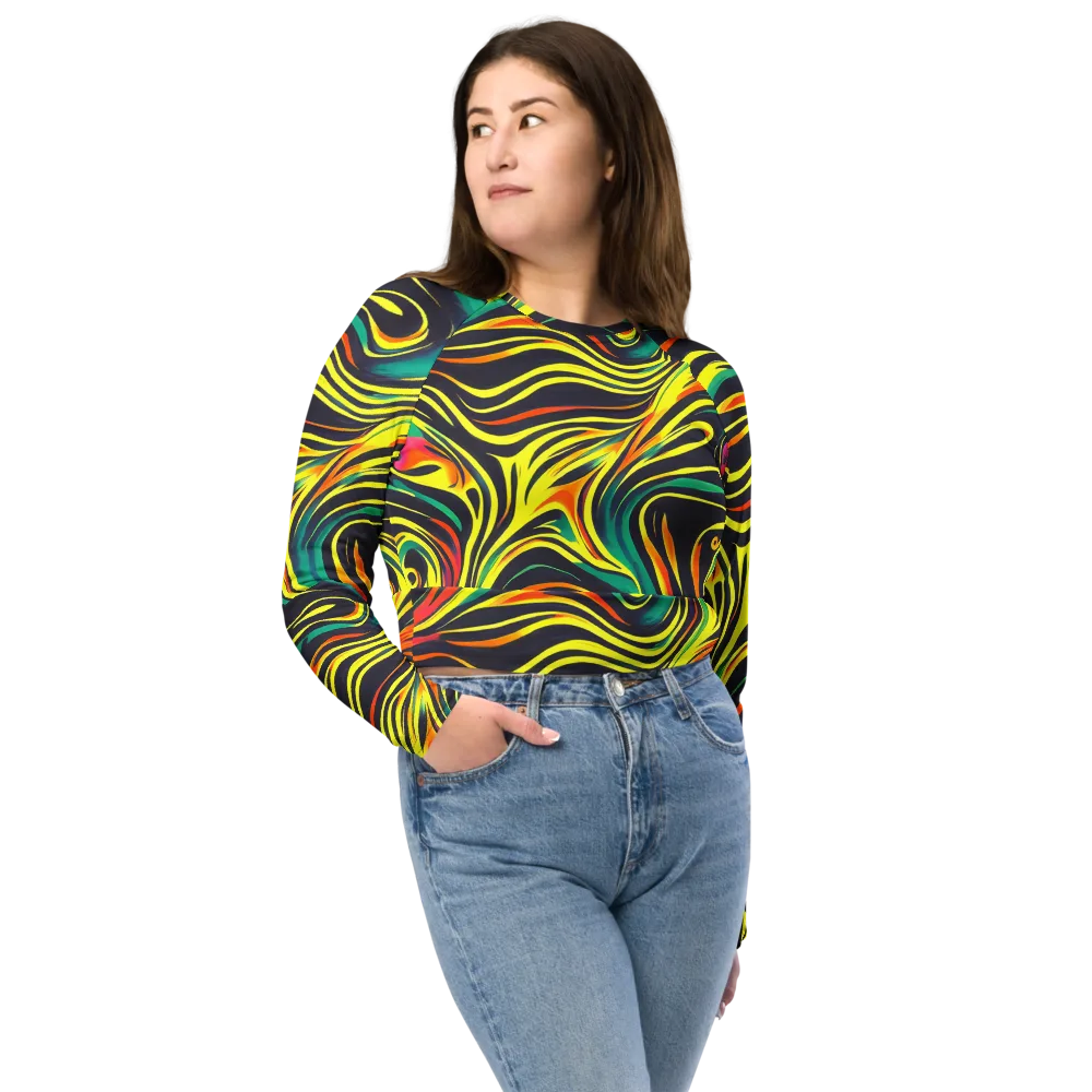 Cyborg Whirl on Long Sleeve Crop Top — Front