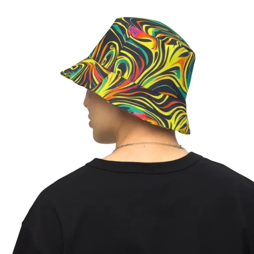 Cyborg Whirl on a Reversible Bucket Hat