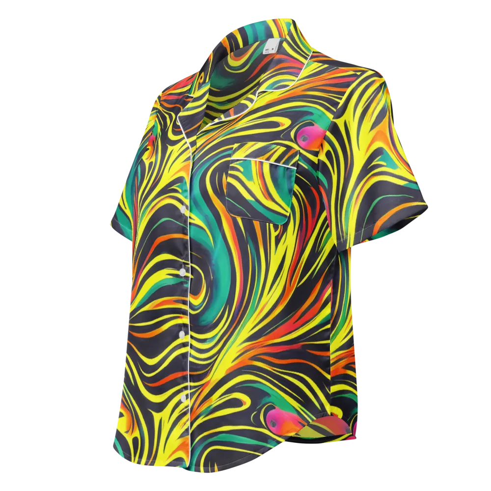 Cyborg Whirl on Women's Short Sleeve Pajama Top — Left Front