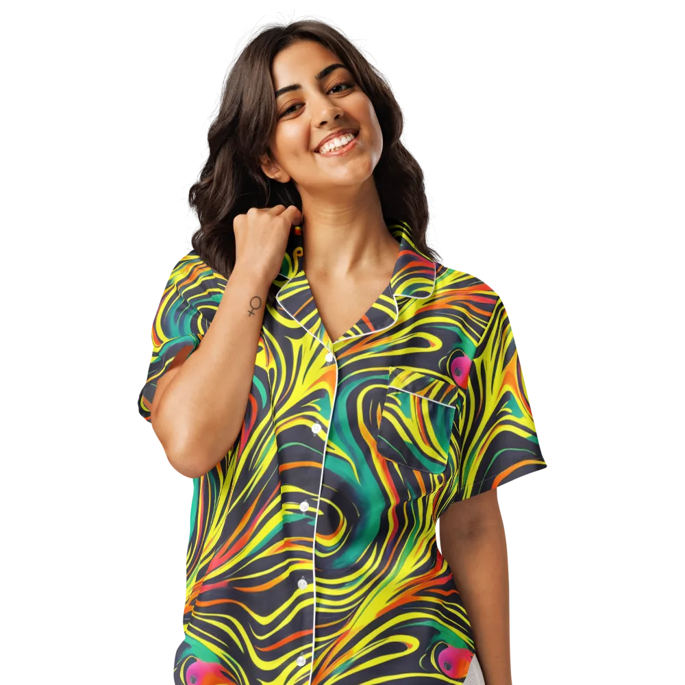 Cyborg Whirl on Women's Short Sleeve Pajama Top — Front