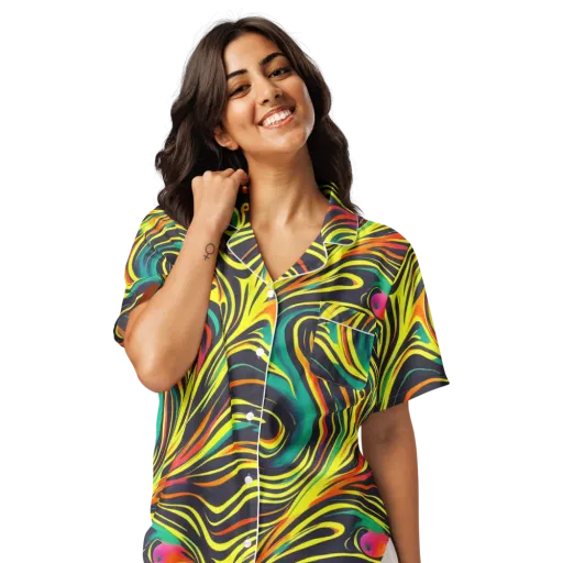 Cyborg Whirl on a Women's Short Sleeve Pajama Top