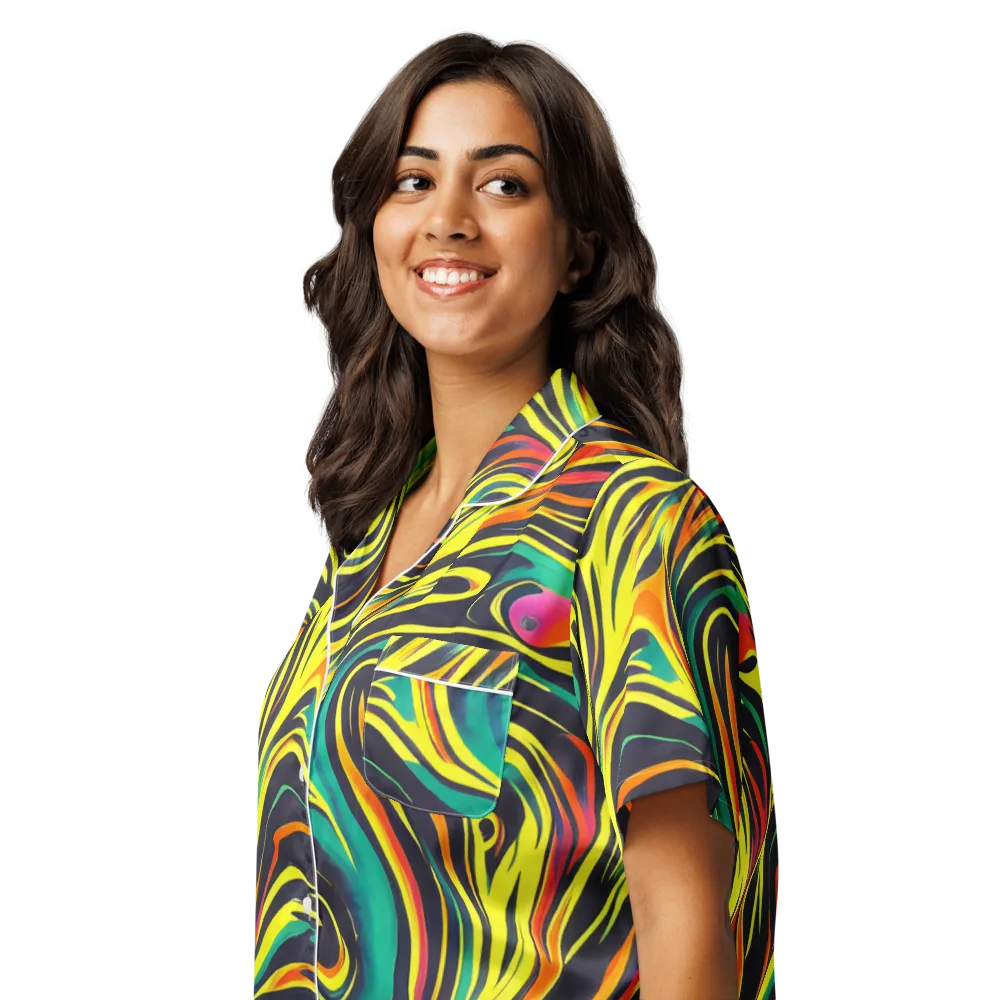 Cyborg Whirl on Women's Short Sleeve Pajama Top — Left Front
