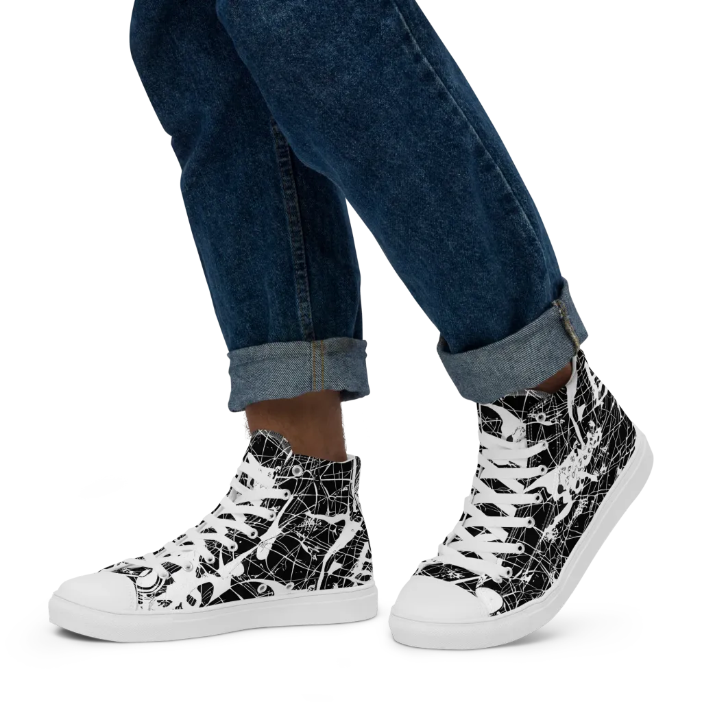 Stormy Serenity on Men's High Top Canvas Shoes — Left