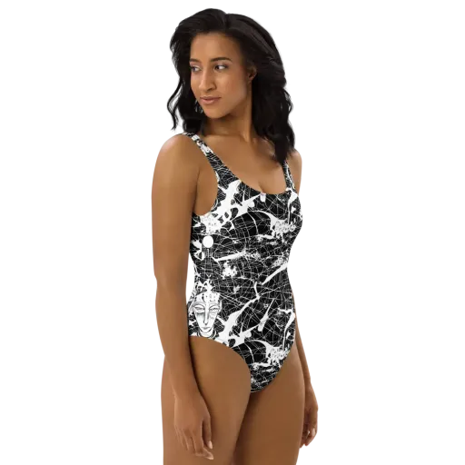 Stormy Serenity on a One-Piece Swimsuit