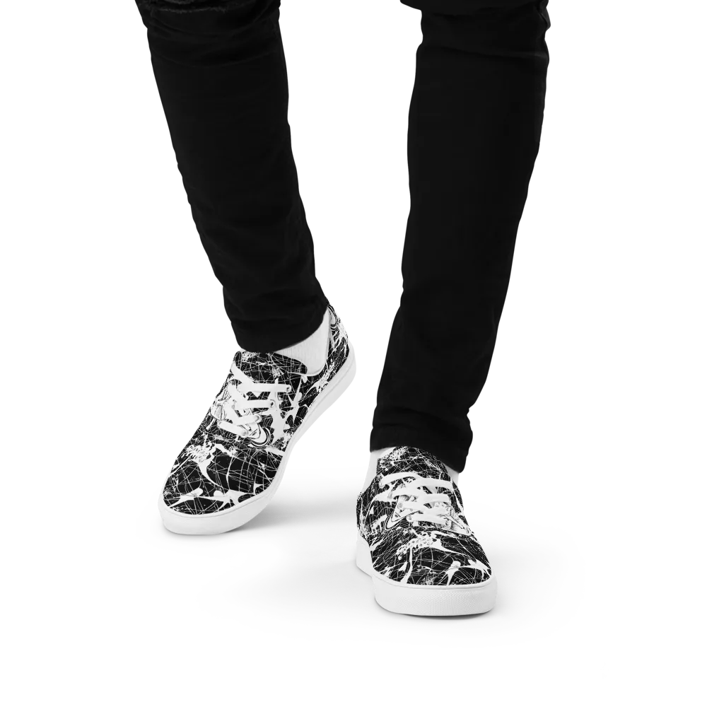 Stormy Serenity on Men's Lace-Up Canvas Shoes — Front
