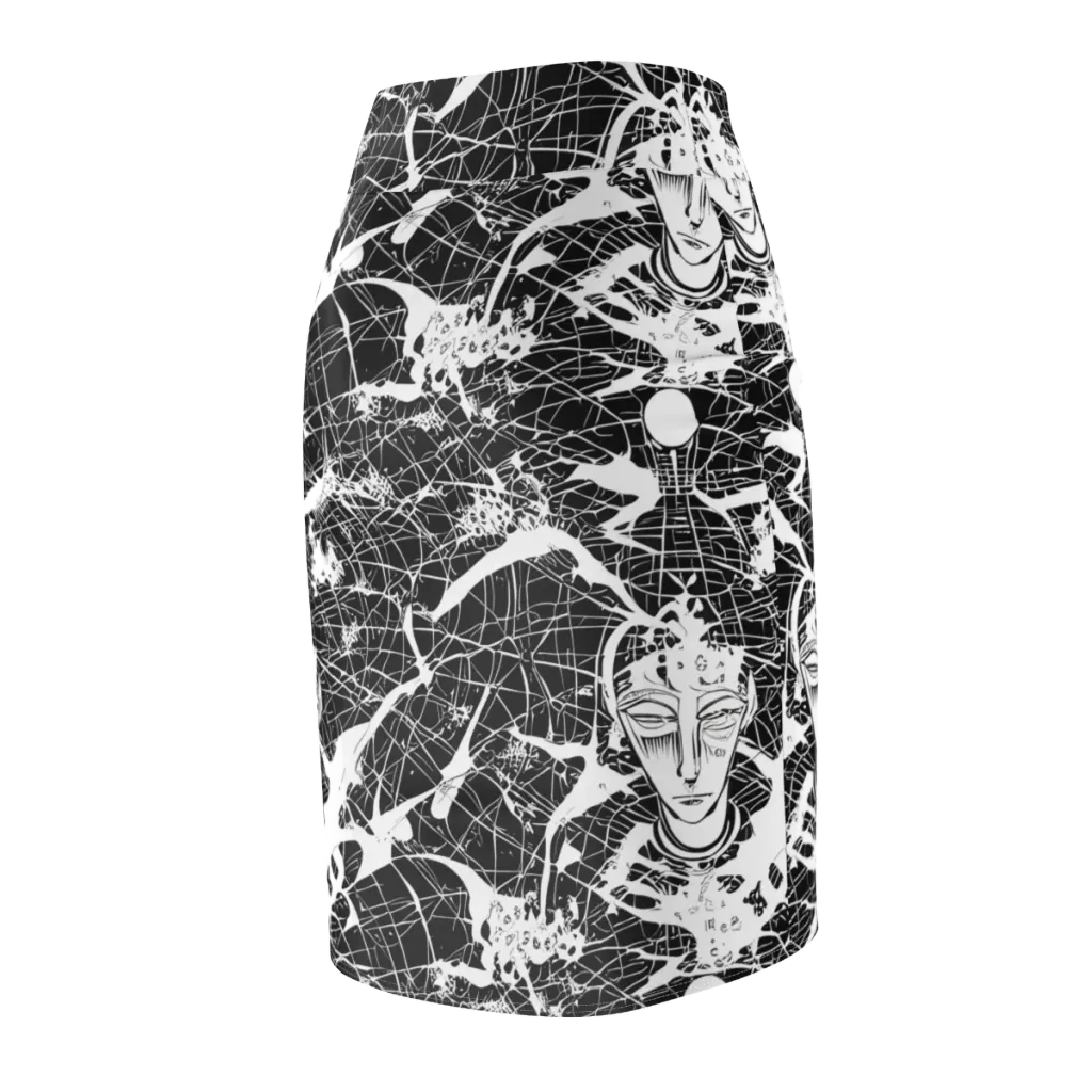 Stormy Serenity on Pencil Skirt — Back Side