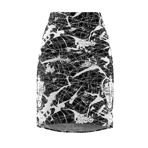 Stormy Serenity on a Pencil Skirt