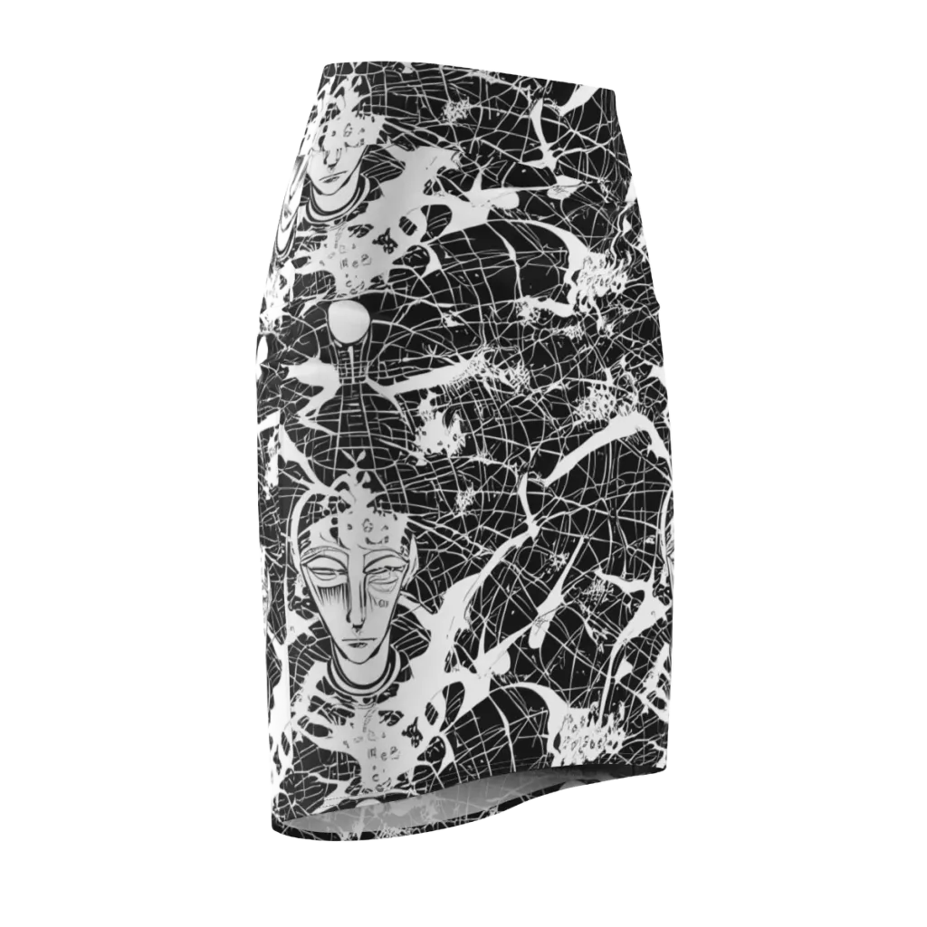 Stormy Serenity on Pencil Skirt — Front Side