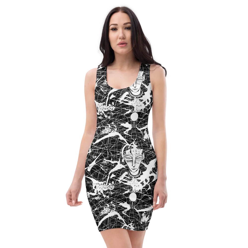 Stormy Serenity on Bodycon Dress — Front
