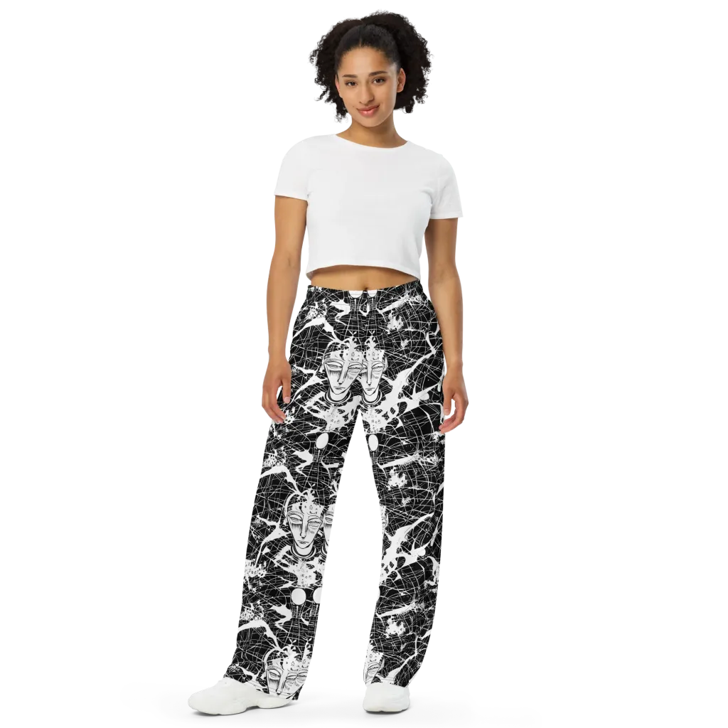 Stormy Serenity on Wide-Leg Pants — Front