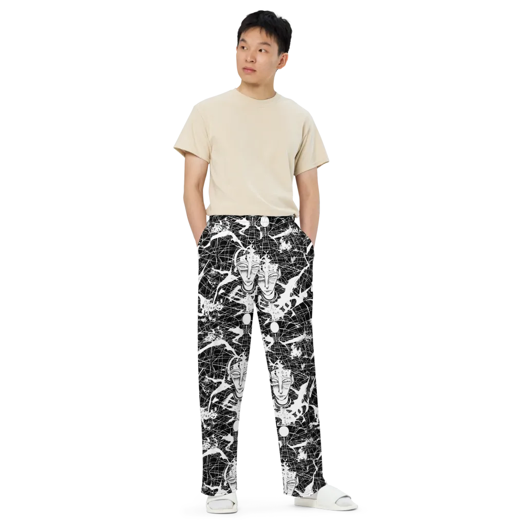Stormy Serenity on Wide-Leg Pants — Front