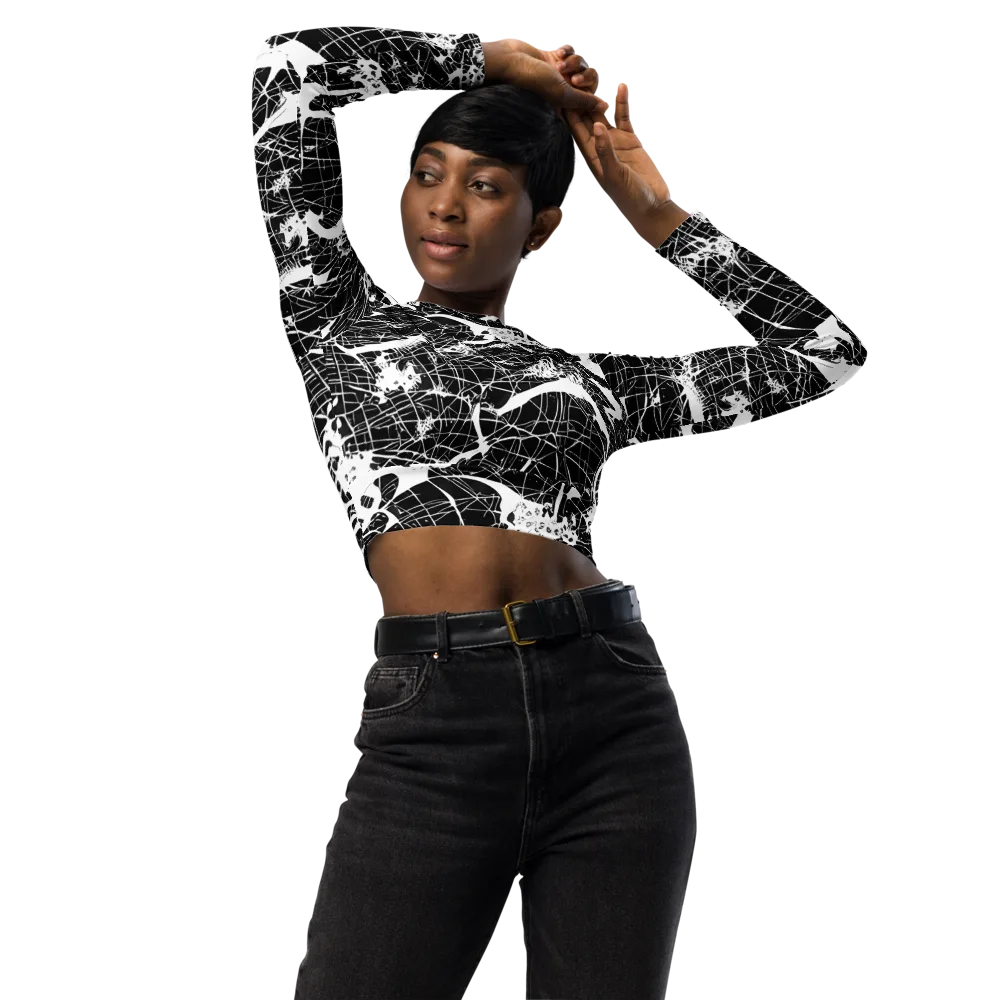 Stormy Serenity on Long Sleeve Crop Top — Front