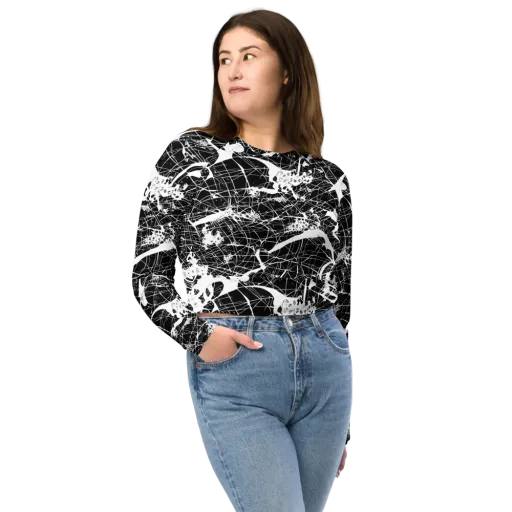 Stormy Serenity on a Long Sleeve Crop Top