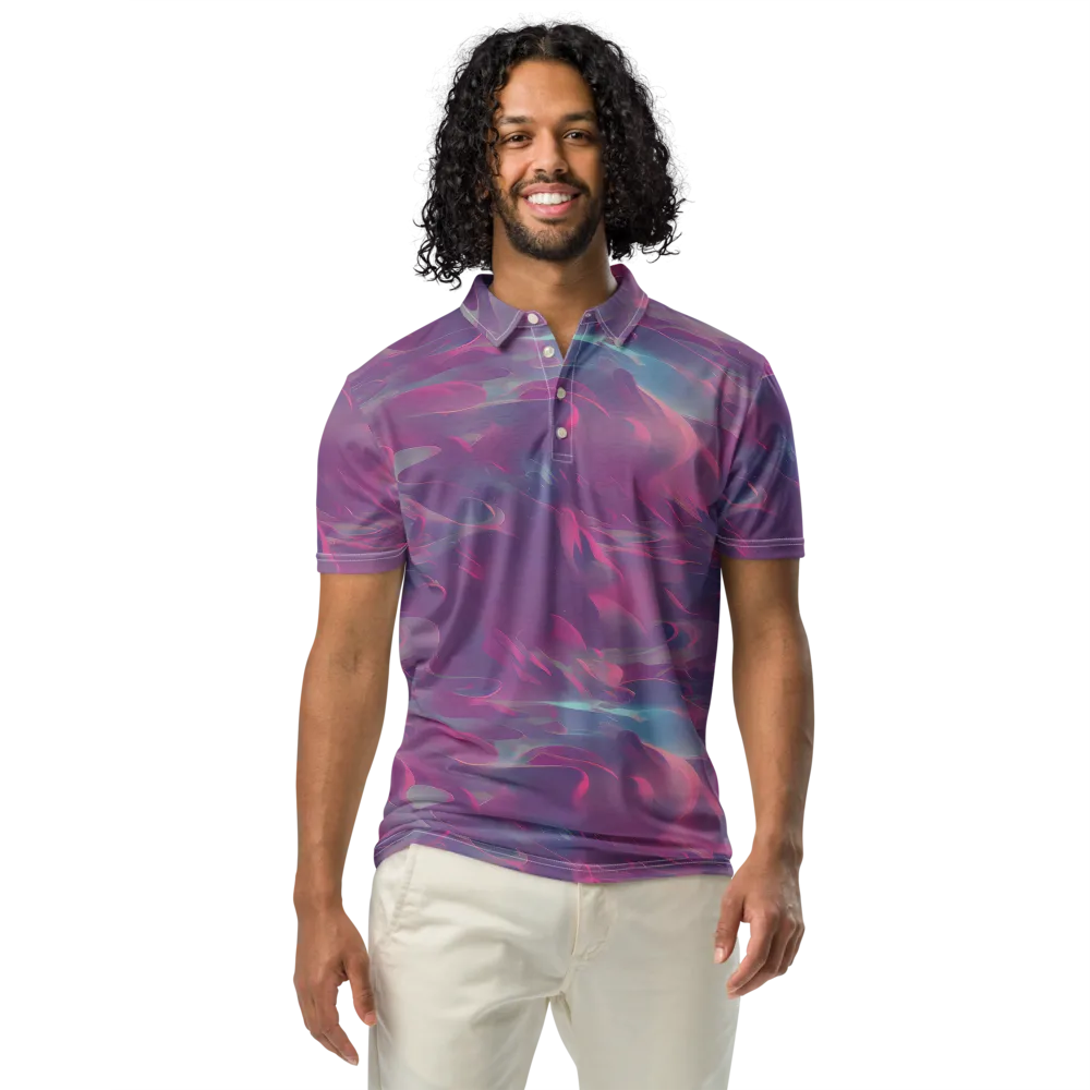 Dreamscape Swirl on Men's Slim Fit Polo Shirt — Front