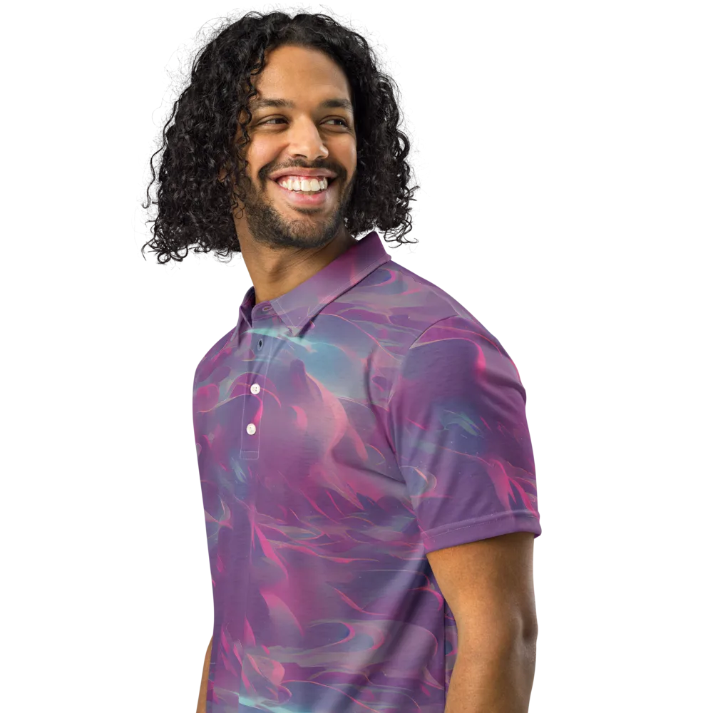 Dreamscape Swirl on Men's Slim Fit Polo Shirt — Left Front