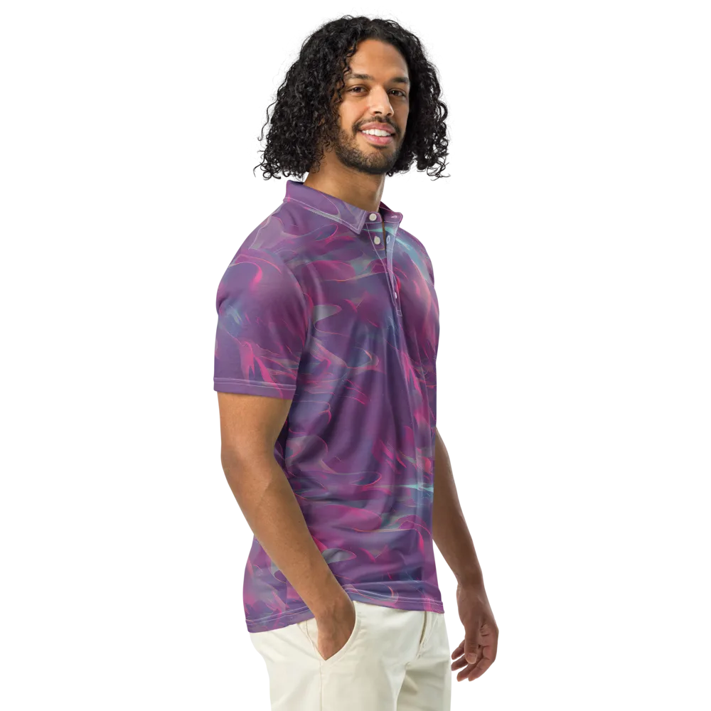 Dreamscape Swirl on Men's Slim Fit Polo Shirt — Right Front