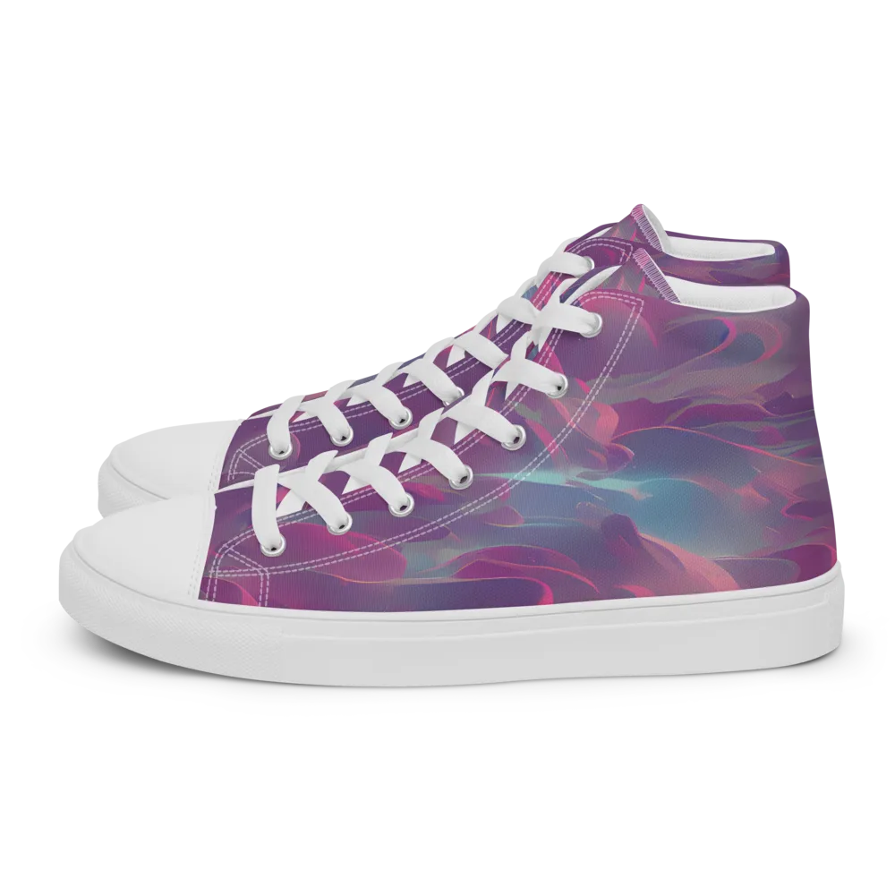 Dreamscape Swirl on Men's High Top Canvas Shoes — Left