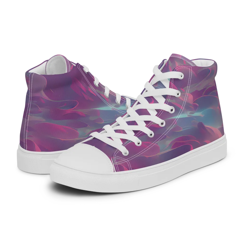 Dreamscape Swirl on Men's High Top Canvas Shoes — Left